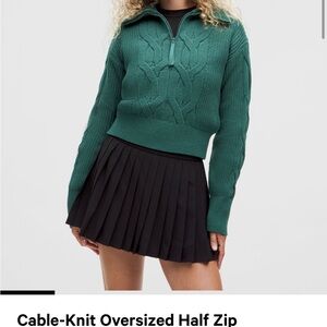 Cable knit oversized half zip